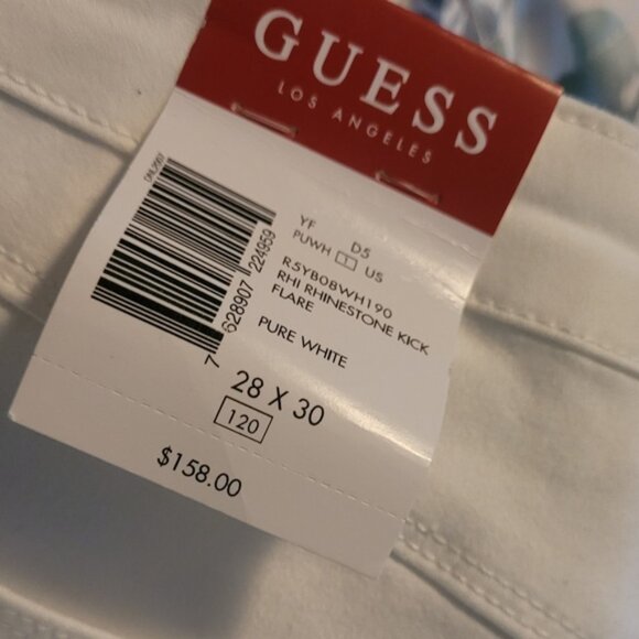 Guess Flare White Jeans with Gold Accents - Picture 10 of 14